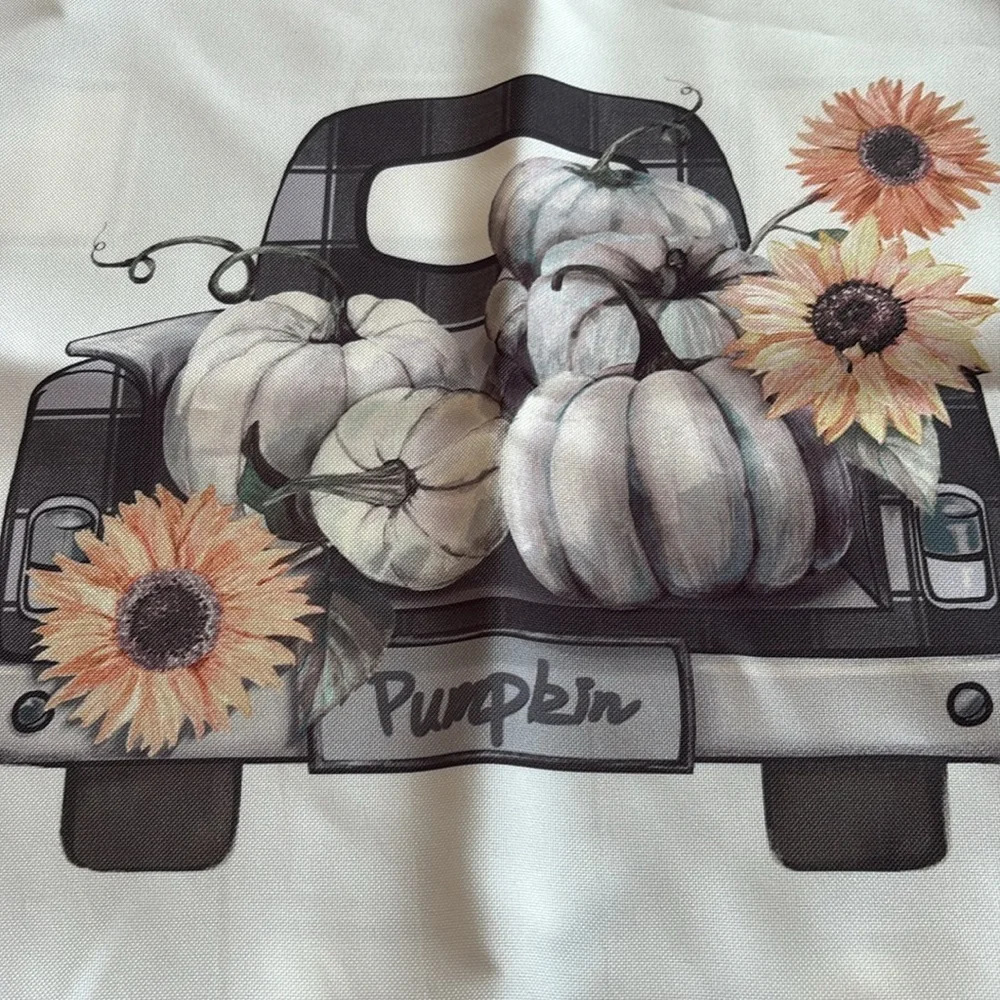 Autumn fall themed throw pillow cover. Hobby Lobby farm truck pumpkins sunflower